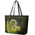 Lime Green Talofa Samoa Leather Tote Bag Samoan Kava Bowl Siapo Pattern LT14 - Polynesian Pride