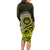 Lime Green Talofa Samoa Long Sleeve Bodycon Dress Samoan Kava Bowl Siapo Pattern LT14 - Polynesian Pride