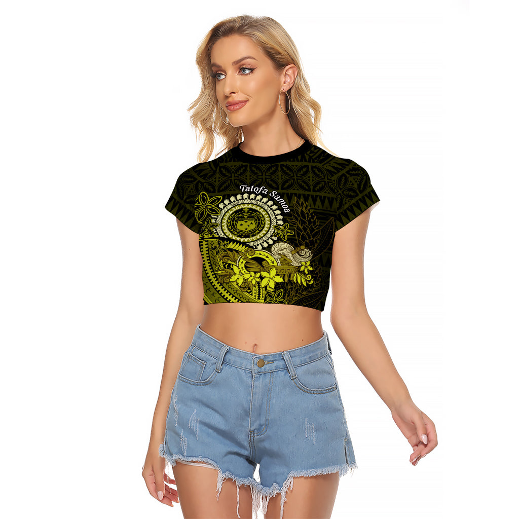 Lime Green Talofa Samoa Raglan Cropped T Shirt Samoan Kava Bowl Siapo Pattern LT14 Female Lime Green - Polynesian Pride