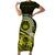 Lime Green Talofa Samoa Short Sleeve Bodycon Dress Samoan Kava Bowl Siapo Pattern LT14 Long Dress Lime Green - Polynesian Pride