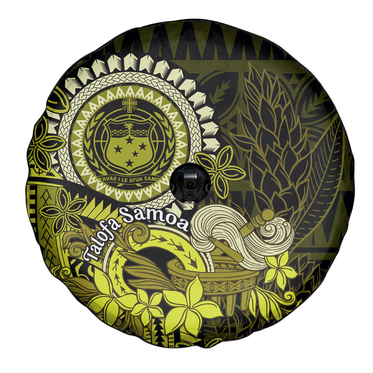 Lime Green Talofa Samoa Spare Tire Cover Samoan Kava Bowl Siapo Pattern LT14 - Polynesian Pride