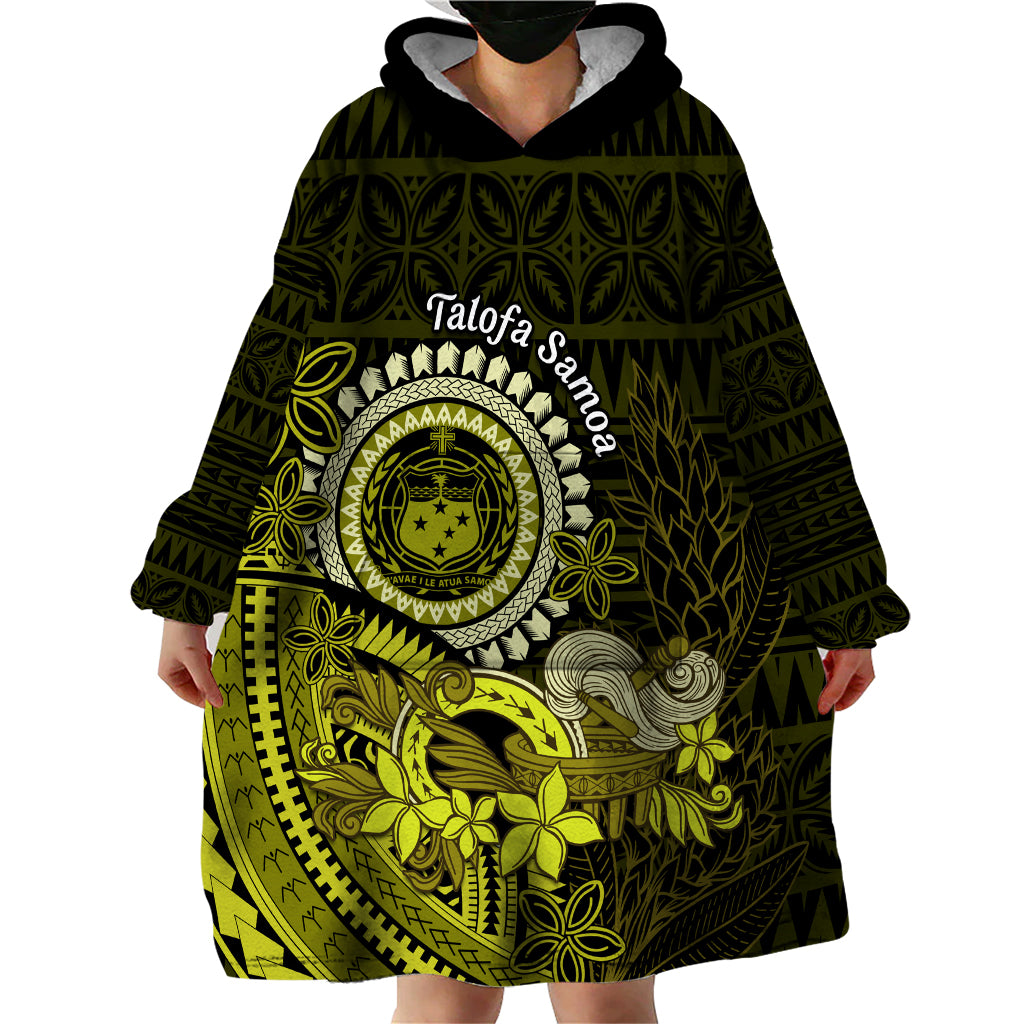 Lime Green Talofa Samoa Wearable Blanket Hoodie Samoan Kava Bowl Siapo Pattern LT14 - Polynesian Pride