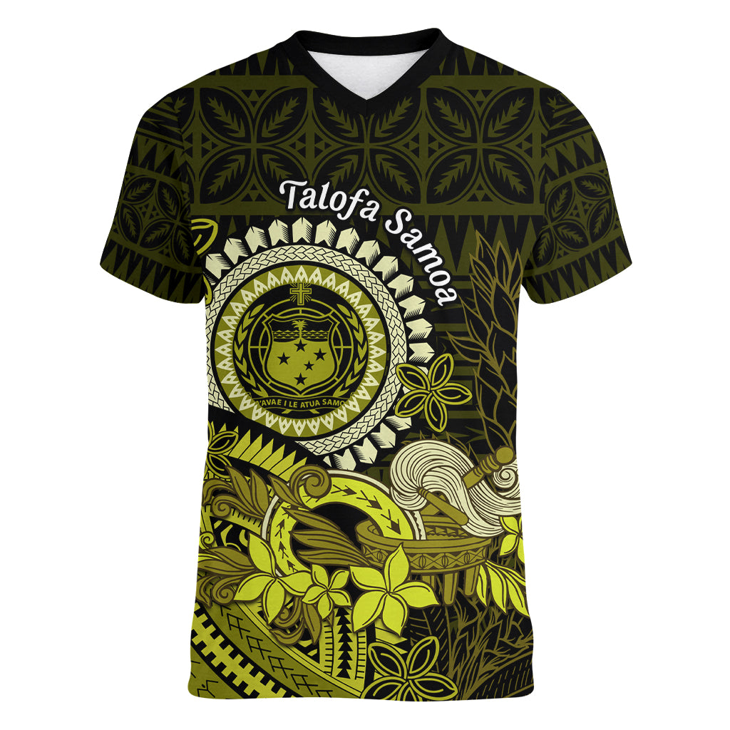 Lime Green Talofa Samoa Women V Neck T Shirt Samoan Kava Bowl Siapo Pattern LT14 Female Lime Green - Polynesian Pride