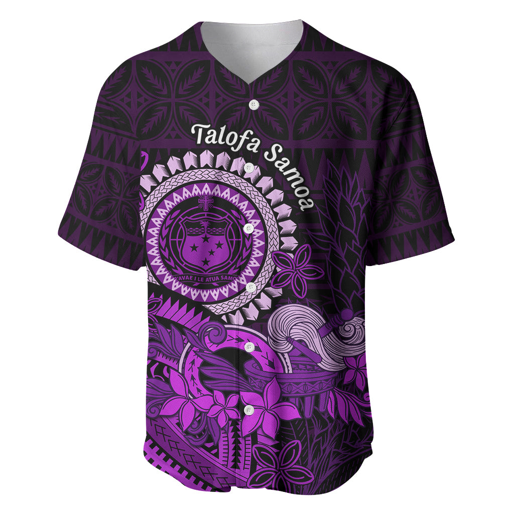 Purple Talofa Samoa Baseball Jersey Samoan Kava Bowl Siapo Pattern LT14 Purple - Polynesian Pride