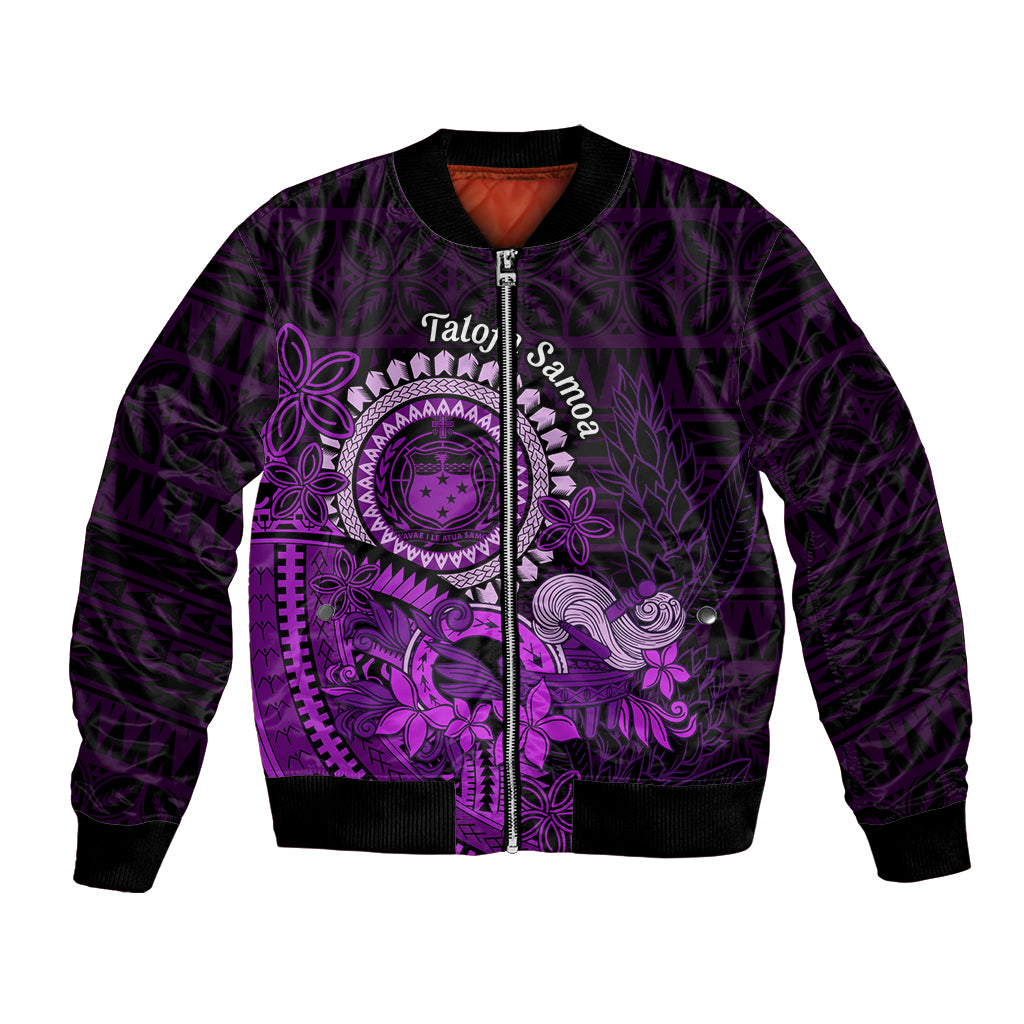 Purple Talofa Samoa Bomber Jacket Samoan Kava Bowl Siapo Pattern LT14 Unisex Purple - Polynesian Pride