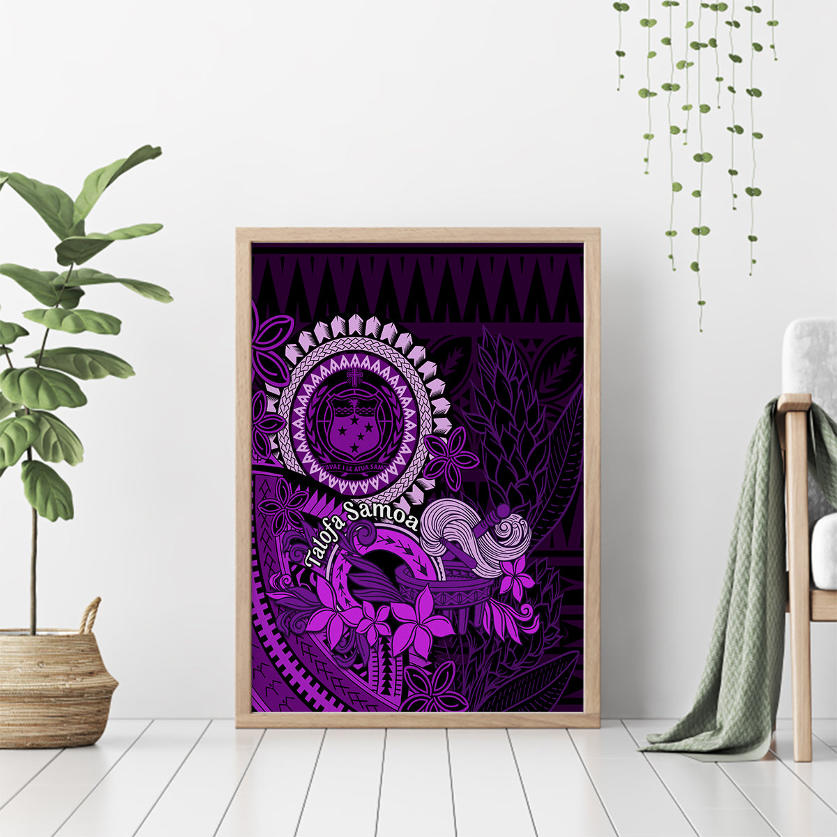 Purple Talofa Samoa Canvas Wall Art Samoan Kava Bowl Siapo Pattern LT14 - Polynesian Pride