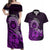 Purple Talofa Samoa Couples Matching Off Shoulder Maxi Dress and Hawaiian Shirt Samoan Kava Bowl Siapo Pattern LT14 Purple - Polynesian Pride