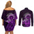 Purple Talofa Samoa Couples Matching Off Shoulder Short Dress and Long Sleeve Button Shirt Samoan Kava Bowl Siapo Pattern LT14 - Polynesian Pride