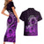 Purple Talofa Samoa Couples Matching Short Sleeve Bodycon Dress and Hawaiian Shirt Samoan Kava Bowl Siapo Pattern LT14 - Polynesian Pride