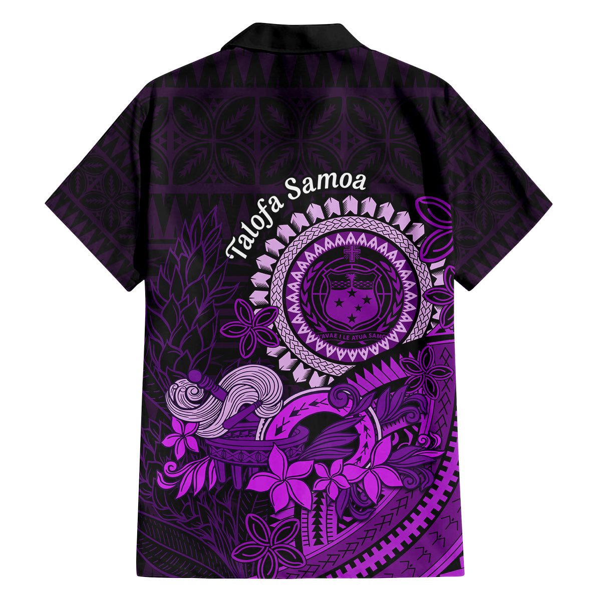 Purple Talofa Samoa Family Matching Long Sleeve Bodycon Dress and Hawaiian Shirt Samoan Kava Bowl Siapo Pattern LT14 - Polynesian Pride