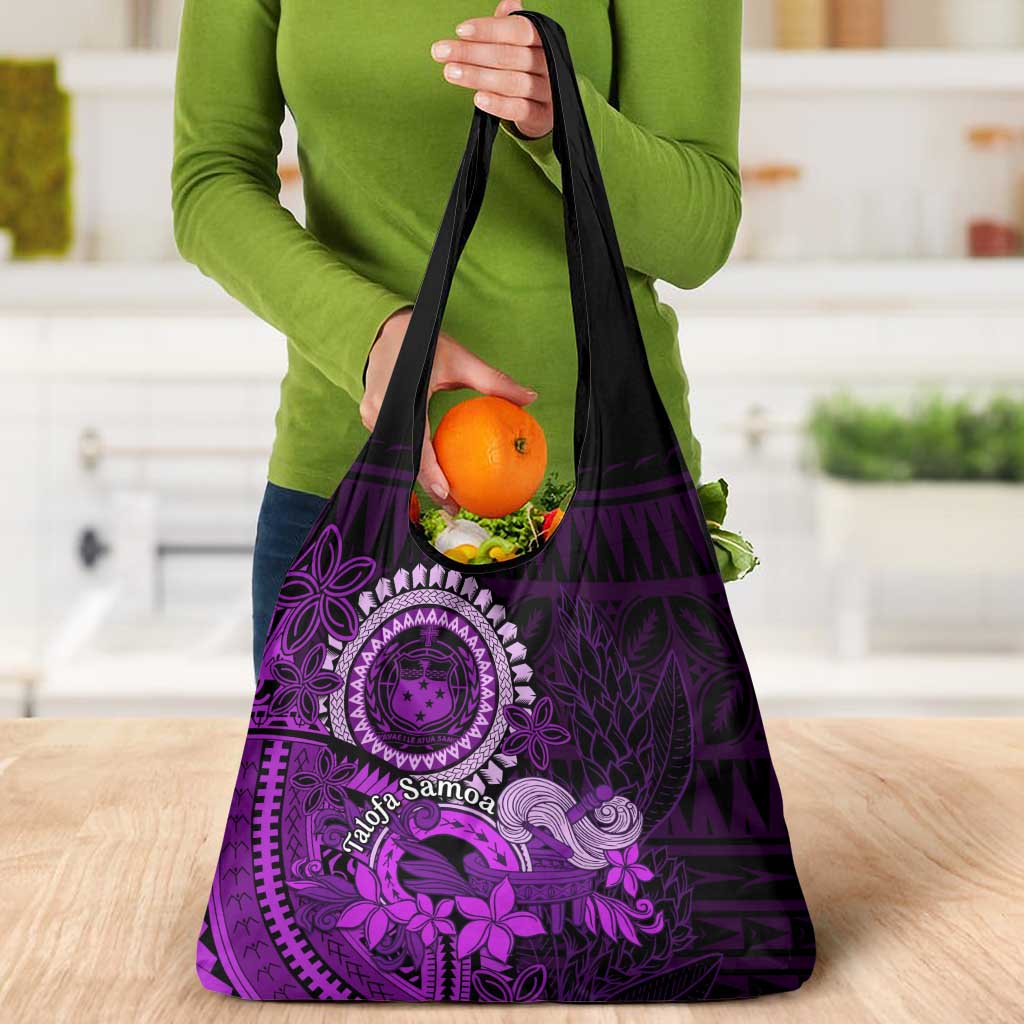 Purple Talofa Samoa Grocery Bag Samoan Kava Bowl Siapo Pattern LT14 - Polynesian Pride