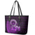 Purple Talofa Samoa Leather Tote Bag Samoan Kava Bowl Siapo Pattern LT14 - Polynesian Pride