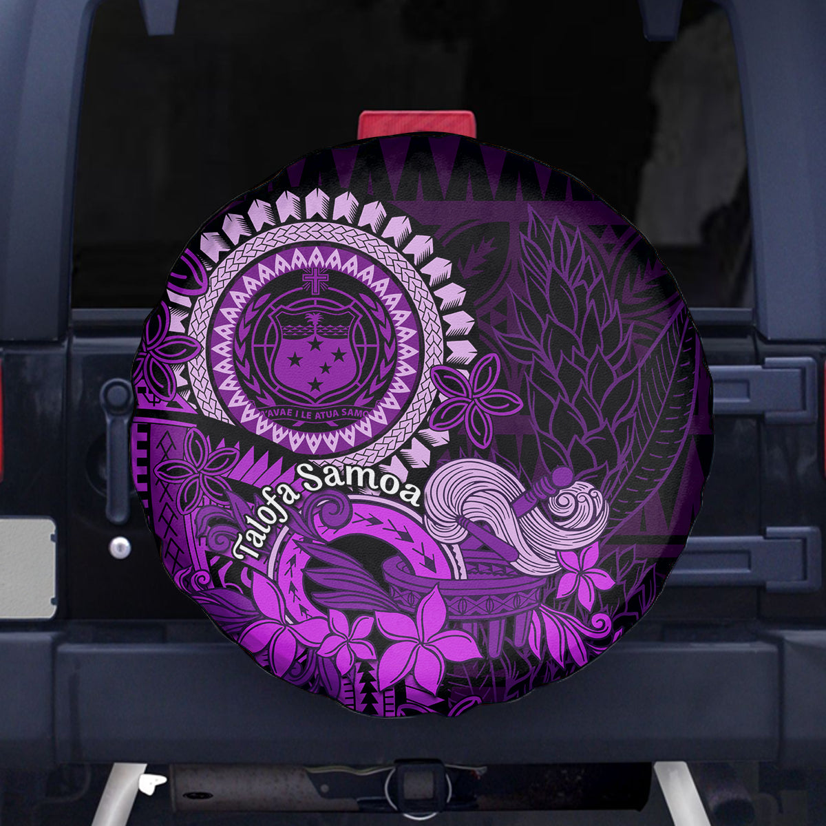 Purple Talofa Samoa Spare Tire Cover Samoan Kava Bowl Siapo Pattern LT14 Purple - Polynesian Pride