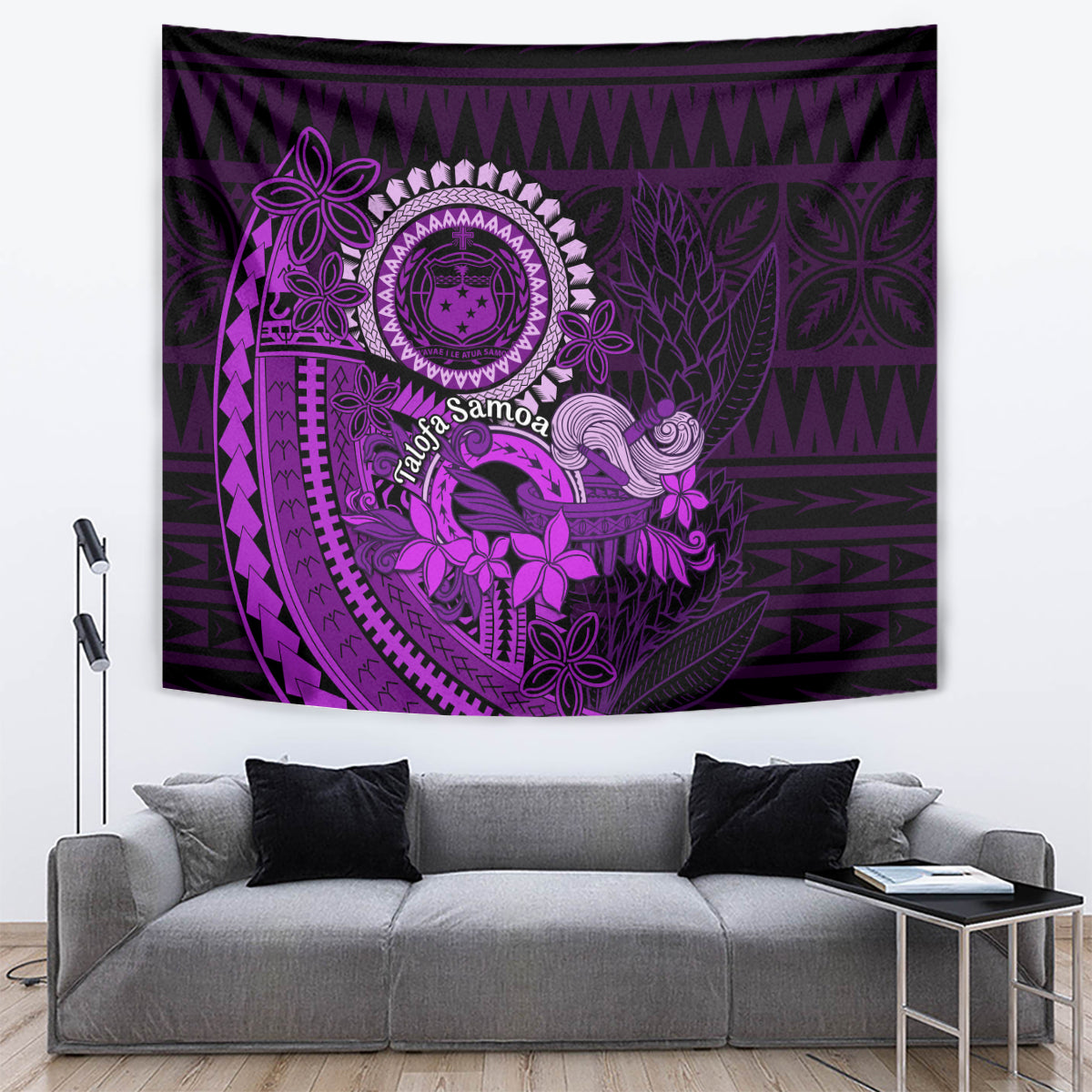 Purple Talofa Samoa Tapestry Samoan Kava Bowl Siapo Pattern LT14 - Polynesian Pride