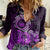 Purple Talofa Samoa Women Casual Shirt Samoan Kava Bowl Siapo Pattern LT14 Female Purple - Polynesian Pride