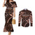 Malo e lelei Tonga Couples Matching Mermaid Dress and Long Sleeve Button Shirt Tongan Ngatu Pattern Vintage Vibes LT14 Brown - Polynesian Pride