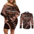 Malo e lelei Tonga Couples Matching Off Shoulder Short Dress and Long Sleeve Button Shirt Tongan Ngatu Pattern Vintage Vibes LT14 Brown - Polynesian Pride