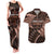 Malo e lelei Tonga Couples Matching Tank Maxi Dress and Hawaiian Shirt Tongan Ngatu Pattern Vintage Vibes LT14 Brown - Polynesian Pride