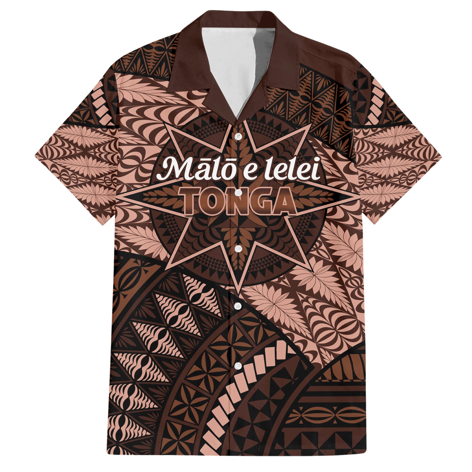 Malo e lelei Tonga Hawaiian Shirt Tongan Ngatu Pattern Vintage Vibes LT14 Brown - Polynesian Pride