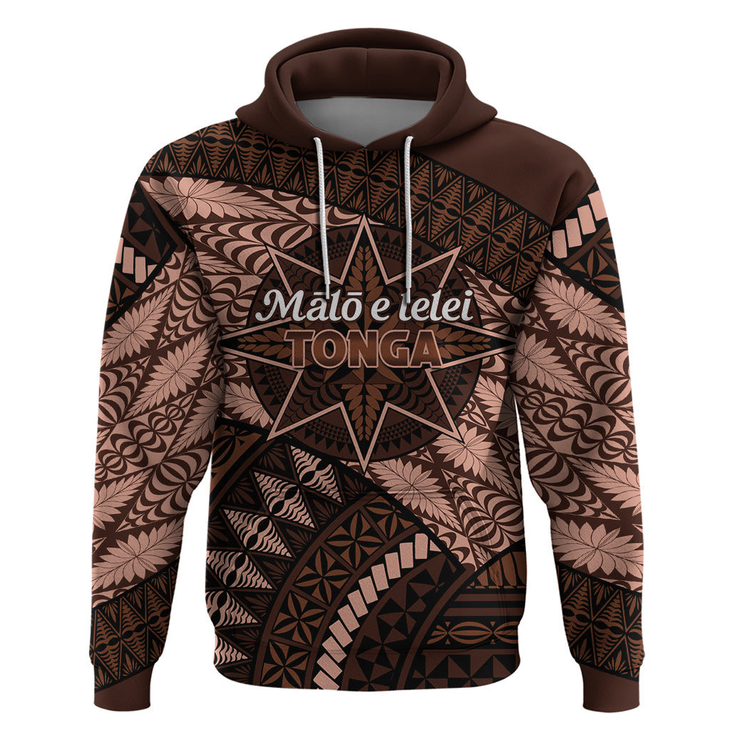 Malo e lelei Tonga Hoodie Tongan Ngatu Pattern Vintage Vibes LT14 Pullover Hoodie Brown - Polynesian Pride