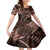 Malo e lelei Tonga Kid Short Sleeve Dress Tongan Ngatu Pattern Vintage Vibes LT14 KID Brown - Polynesian Pride