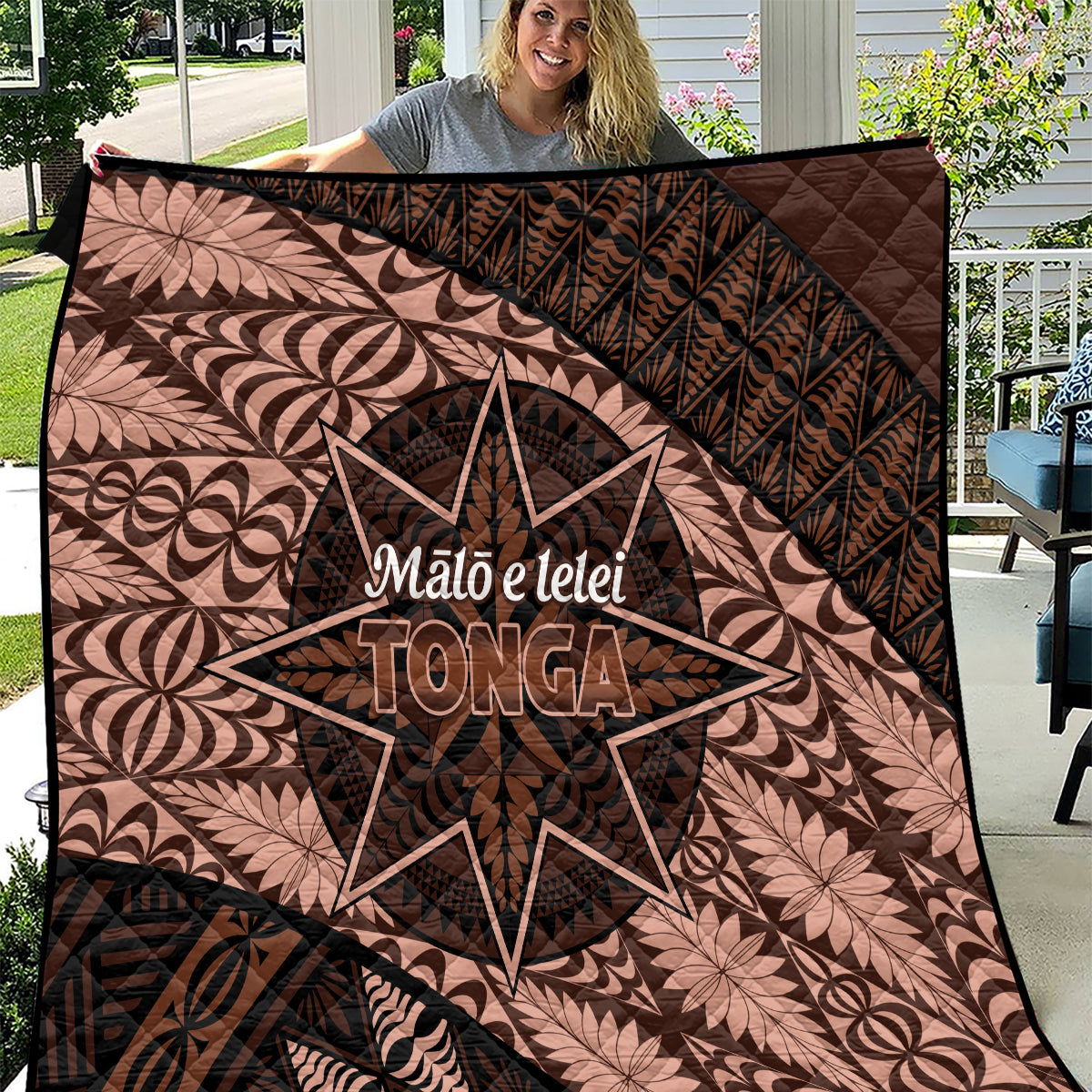 Malo e lelei Tonga Quilt Tongan Ngatu Pattern Vintage Vibes LT14 Brown - Polynesian Pride