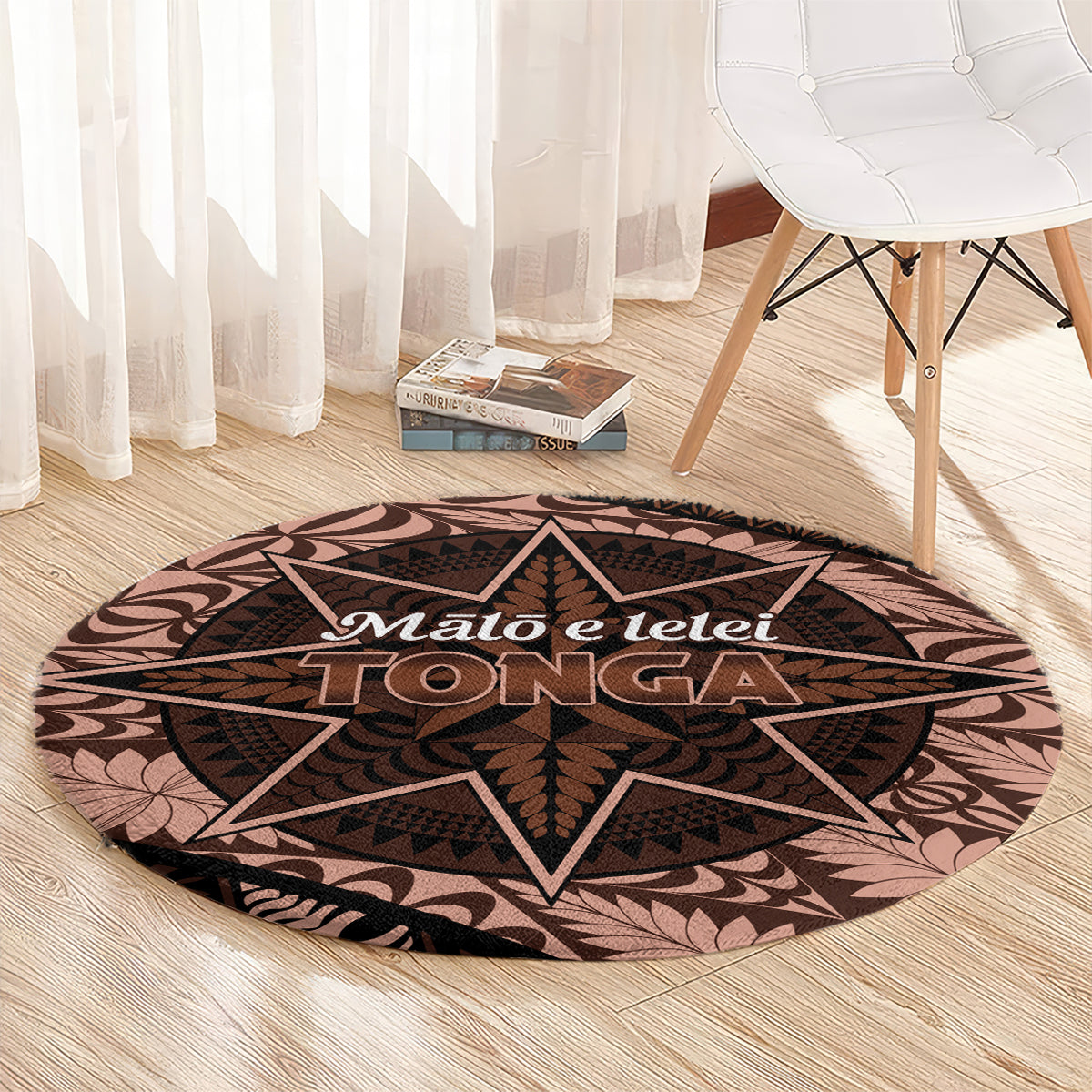 Malo e lelei Tonga Round Carpet Tongan Ngatu Pattern Vintage Vibes LT14 - Polynesian Pride
