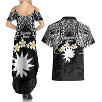 Ekamowir Omo Nauru Couples Matching Summer Maxi Dress and Hawaiian Shirt Naoero Twelve-pointed Star Polynesian Tattoo