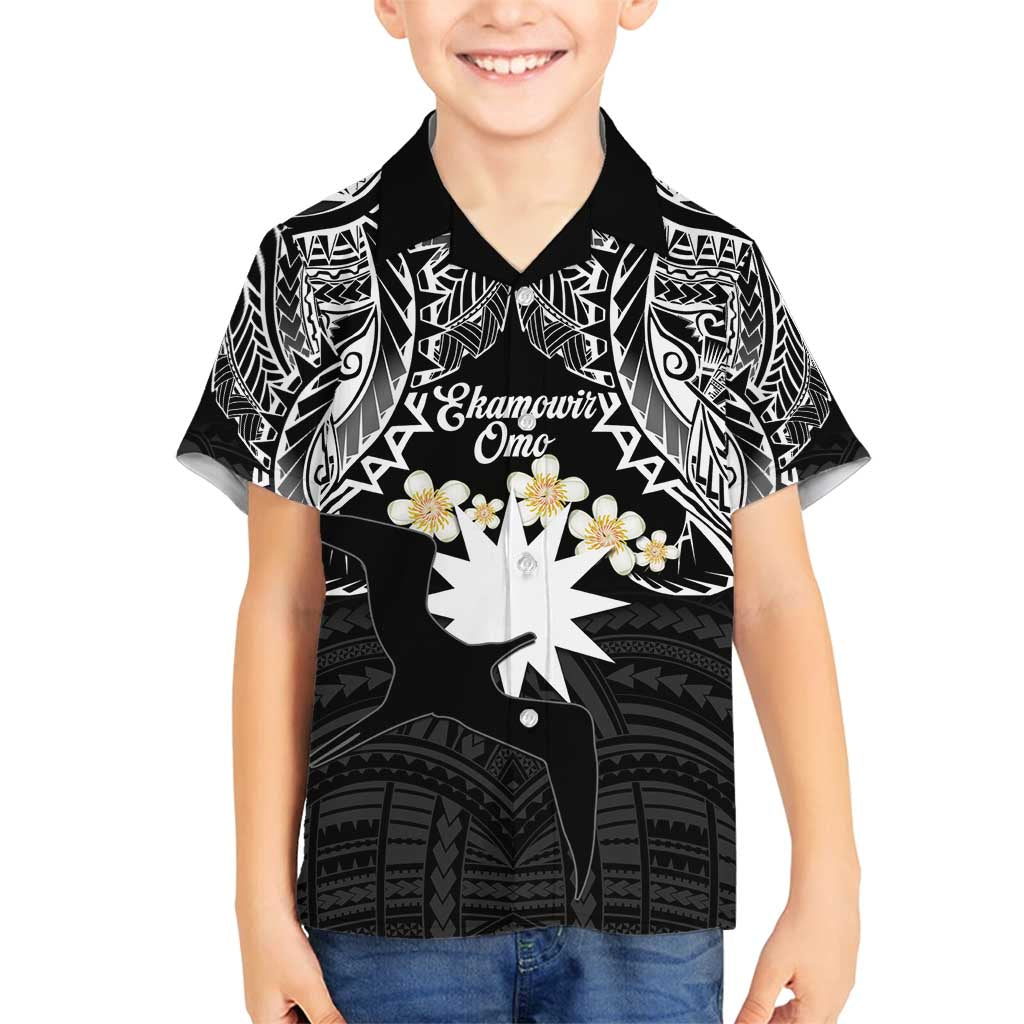 Ekamowir Omo Nauru Family Matching Summer Maxi Dress and Hawaiian Shirt Naoero Twelve-pointed Star Polynesian Tattoo