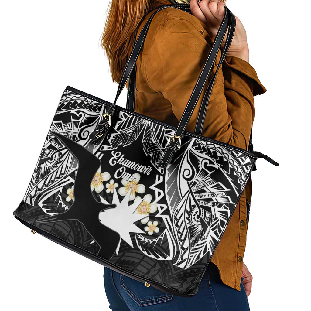 Ekamowir Omo Nauru Leather Tote Bag Naoero Twelve-pointed Star Polynesian Tattoo