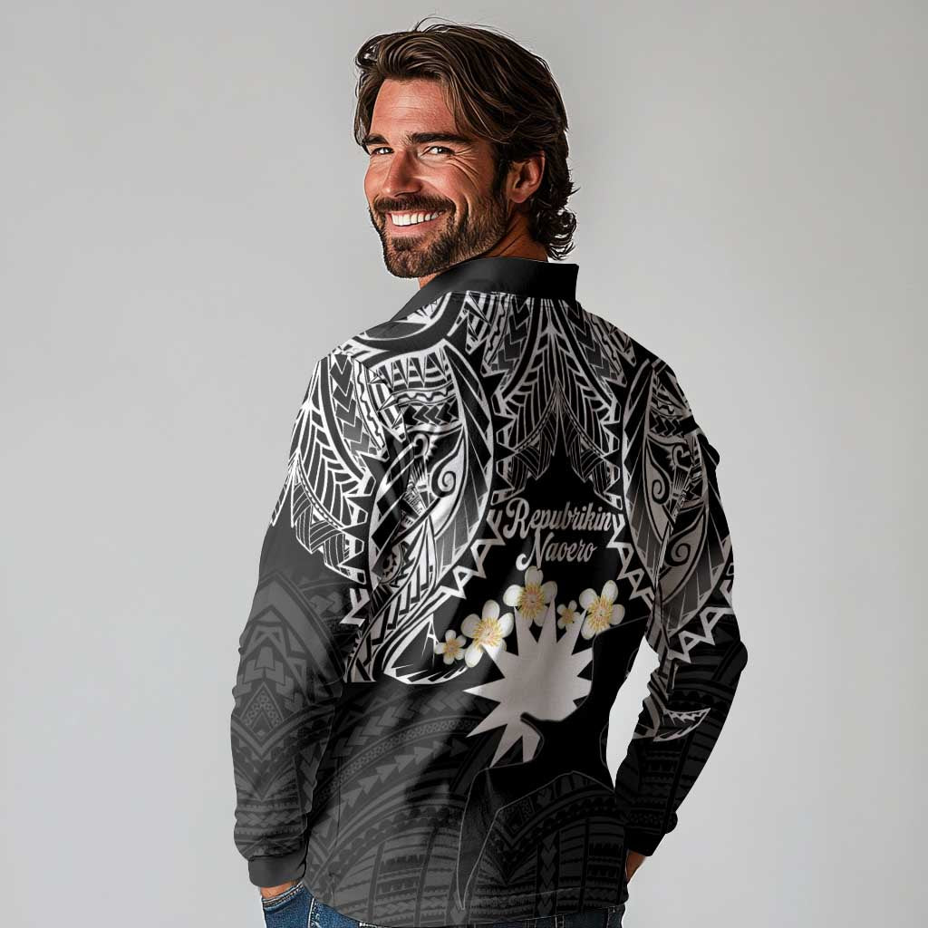 Ekamowir Omo Nauru Long Sleeve Polo Shirt Naoero Twelve-pointed Star Polynesian Tattoo