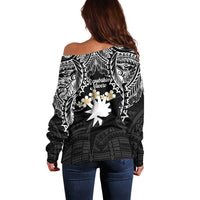 Ekamowir Omo Nauru Off Shoulder Sweater Naoero Twelve-pointed Star Polynesian Tattoo