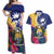 Nauru Independence Day Couples Matching Off Shoulder Maxi Dress and Hawaiian Shirt Coat Of Arms With Tropical Flowers