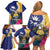 Nauru Independence Day Family Matching Off Shoulder Short Dress and Hawaiian Shirt Coat Of Arms With Tropical Flowers