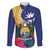 Nauru Independence Day Family Matching Off Shoulder Short Dress and Hawaiian Shirt Coat Of Arms With Tropical Flowers