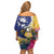 Nauru Independence Day Family Matching Off Shoulder Short Dress and Hawaiian Shirt Coat Of Arms With Tropical Flowers