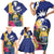 Nauru Independence Day Family Matching Short Sleeve Bodycon Dress and Hawaiian Shirt Coat Of Arms With Tropical Flowers