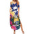 Nauru Independence Day Family Matching Summer Maxi Dress and Hawaiian Shirt Coat Of Arms With Tropical Flowers