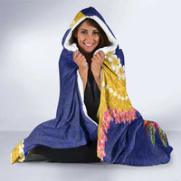 Nauru Independence Day Hooded Blanket Coat Of Arms With Tropical Flowers LT14 - Polynesian Pride