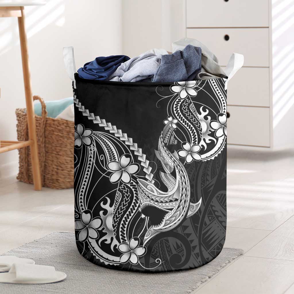 Black Aloha Hawaii Laundry Basket Polynesian Shark Tattoo With Plumeria LT14 Black - Polynesian Pride
