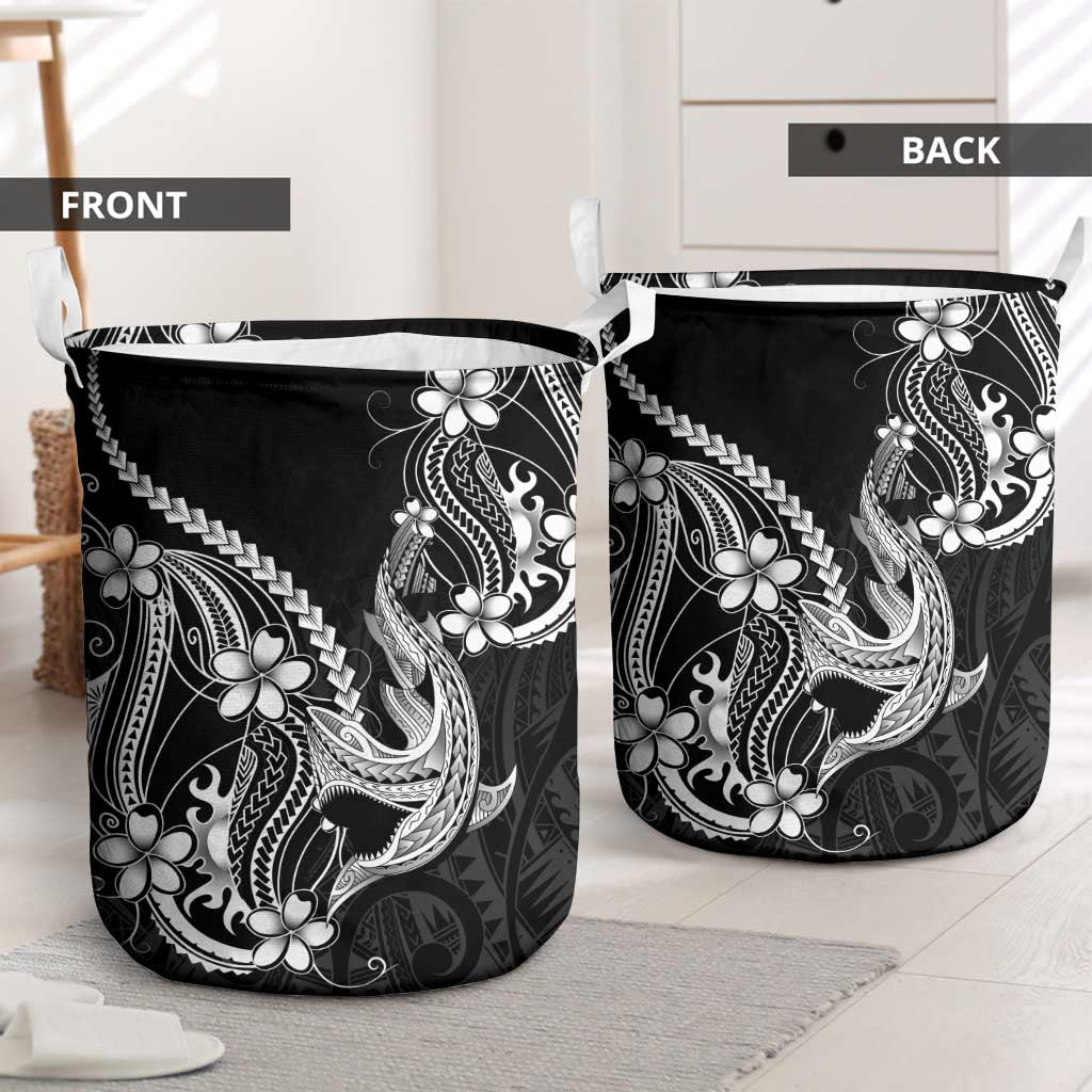 Black Aloha Hawaii Laundry Basket Polynesian Shark Tattoo With Plumeria LT14 - Polynesian Pride