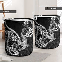 Black Aloha Hawaii Laundry Basket Polynesian Shark Tattoo With Plumeria LT14 - Polynesian Pride