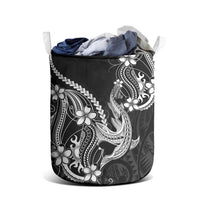 Black Aloha Hawaii Laundry Basket Polynesian Shark Tattoo With Plumeria LT14 - Polynesian Pride