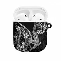 Black Aloha Hawaii AirPods Case Polynesian Shark Tattoo With Plumeria LT14 Black - Polynesian Pride