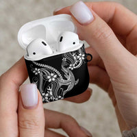 Black Aloha Hawaii AirPods Case Polynesian Shark Tattoo With Plumeria LT14 - Polynesian Pride