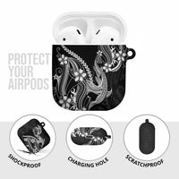 Black Aloha Hawaii AirPods Case Polynesian Shark Tattoo With Plumeria LT14 - Polynesian Pride