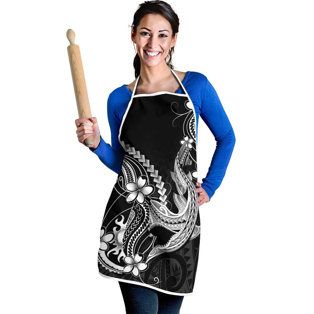 Black Aloha Hawaii Apron Polynesian Shark Tattoo With Plumeria LT14 - Polynesian Pride