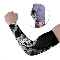 Black Aloha Hawaii Arm Sleeves Polynesian Shark Tattoo With Plumeria LT14 Set of 2 Black - Polynesian Pride