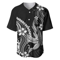 Black Aloha Hawaii Baseball Jersey Polynesian Shark Tattoo With Plumeria LT14 Black - Polynesian Pride