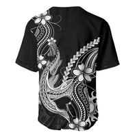Black Aloha Hawaii Baseball Jersey Polynesian Shark Tattoo With Plumeria LT14 - Polynesian Pride